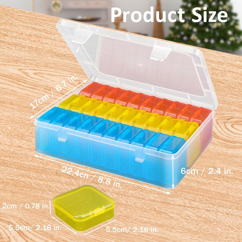 Mathtoxyz Bead Organizer Box(Red,Yellow,Blue), 31Pcs Small Bead Organizers and Storage Plastic Cases Mini Clear Containers Boxes with Hinged Lid and Rectangle for Bracelet Making DIY Jewelry Craft - Image 2